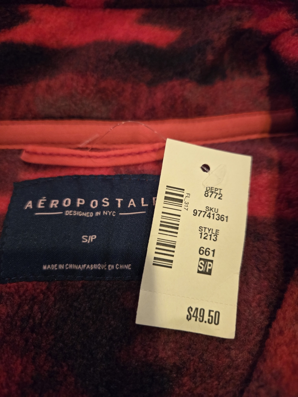 Aeropostale Red and Black Plaid Ski Jacket with Tag